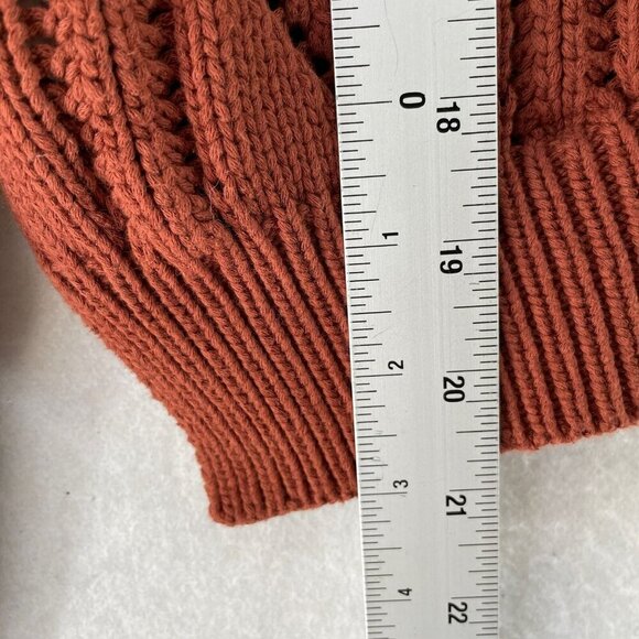ASTR The Label Sweater Womens M Burnt Orange Cable Knit Balloon Sleeve Pullover - Picture 5 of 10
